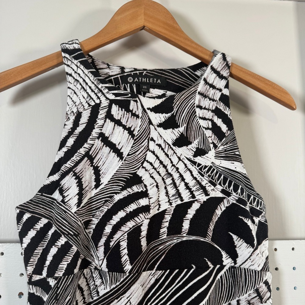 Athleta Santorini Dress Women's Black White Printed Stretch Sleeveless - XS - Picture 3 of 14